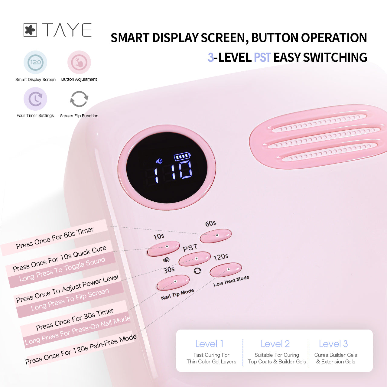 TAYE Professional Rechargeable Curing Nail Lamp UV Led Light
