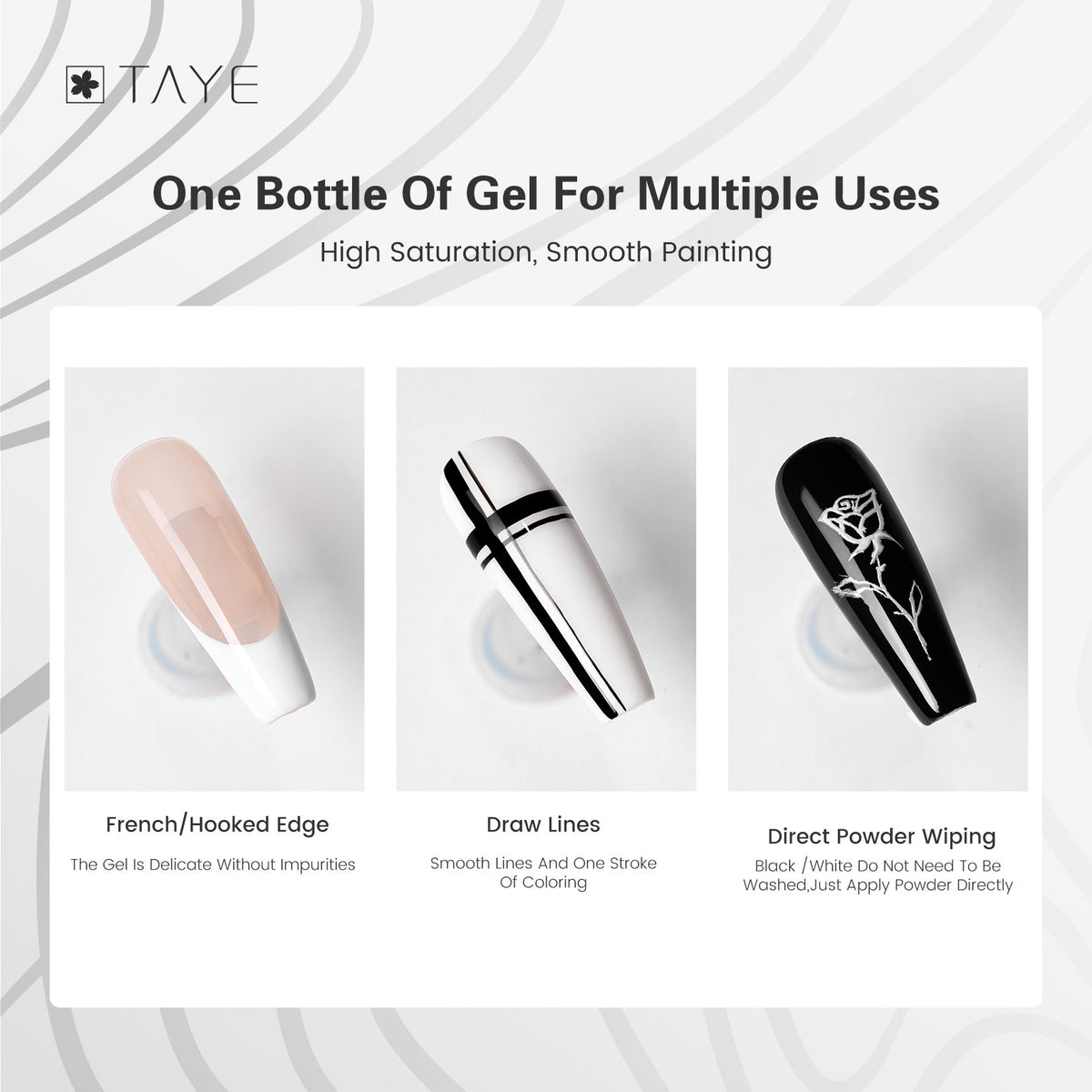 TAYE Metallic Mirror Silver UV Liner Gel Nail Polish