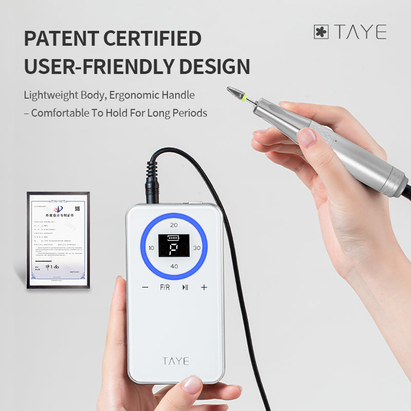 TAYE Professional Latest Best Type Portable Electric Hollow Cup Nail Drill Machine for Nail Salon