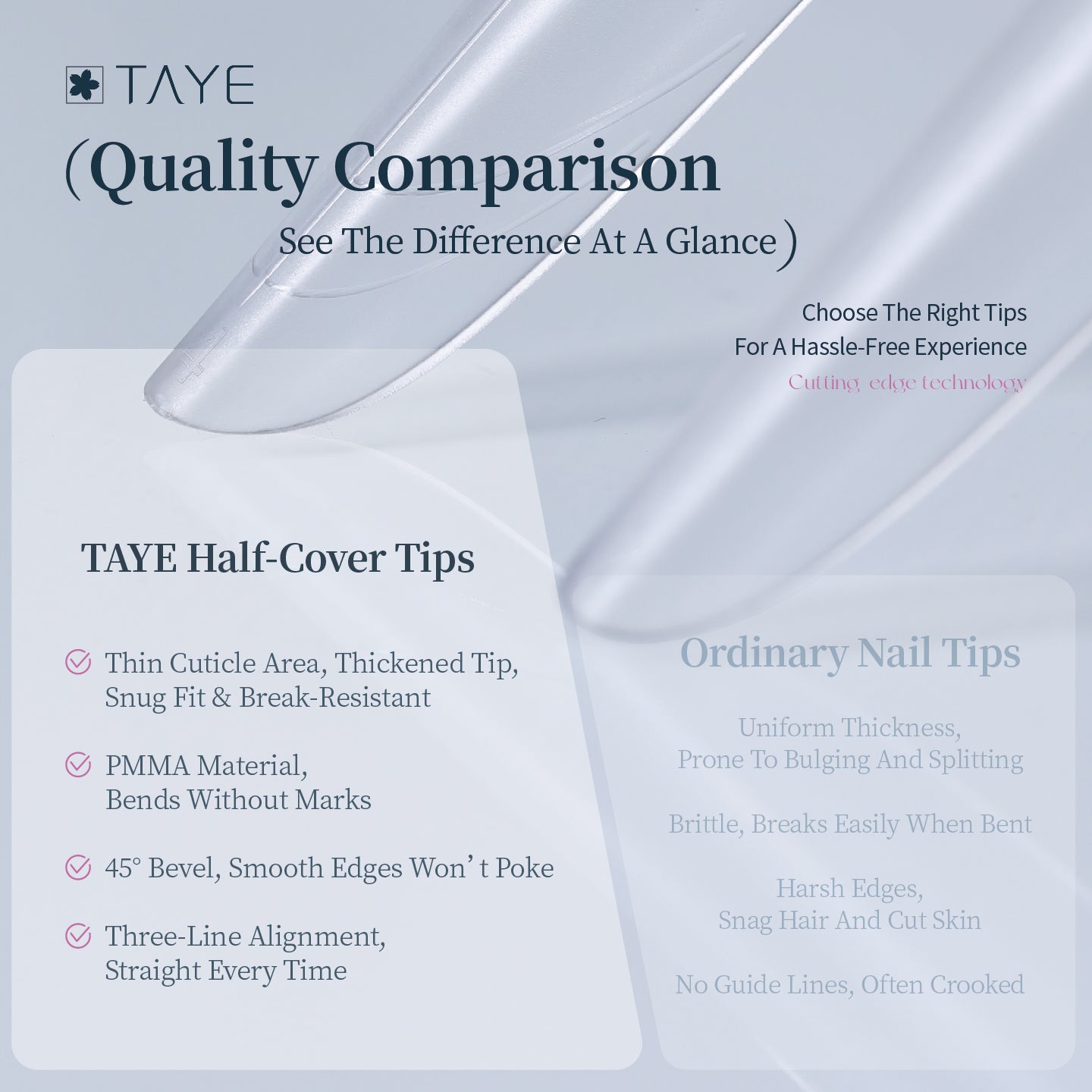TAYE Extra Long Half Cover Nail Art Nail Tips