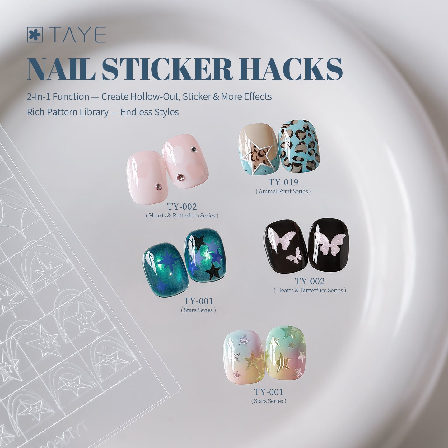 TAYE Transparent Clear Paper Nail Art Painting Sticker