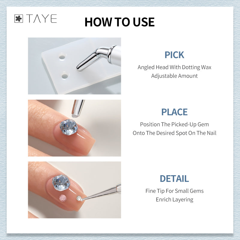 TAYE Nail Art Brush Pen Tools Diamonds Stick Dotting Pen