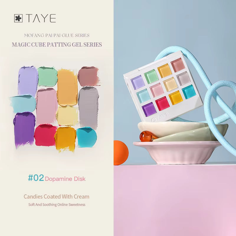 TAYE 12 Colors Nail Gel Polish Set UV LED Magic Cube Patting Gel for Salon Nail Gel Set